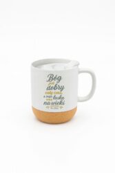 Kubek z wieczkiem Bóg jest dobry biały